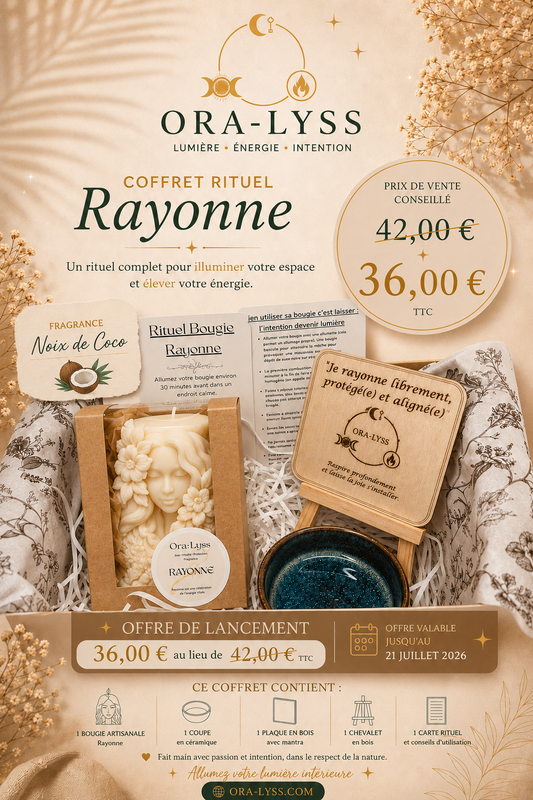 Coffret Bougie Rituel RAYONNE – Noix de Coco